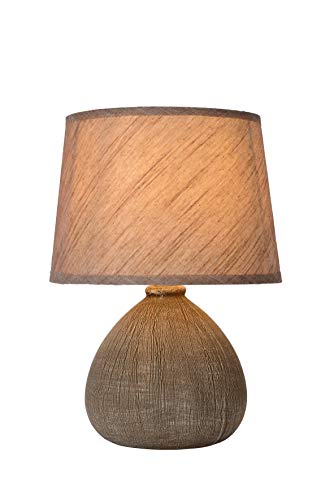 Lucide Ramzi de mesa lámpara de color marrón, cerámica, E14, 40 W, Brown, 18 x 18 x 26 cm