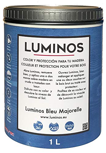 Luminos LUM1102 - BLEU MAJORELLE - Lasur Protector para madera. Color Azul majorelle. 1L