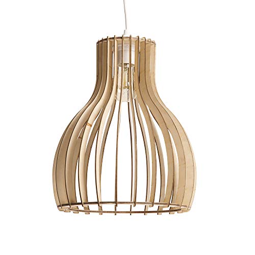 LUSSIOL Luminaire Helsinki S - Lámpara Colgante de Madera, 60 W, Natural, 28 x 34 cm LUSSIOL Luminaire Helsinki S - Lámpara Colgante de Madera, 60 W, Natural, 28 x 34 cm