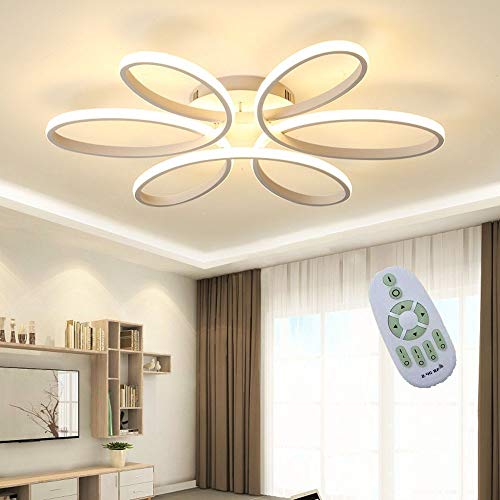 Luz de techo LED, lámpara de techo con forma de flor creativa de 85 vatios, pantalla de acrílico Lámpara de techo moderna y elegante de aluminio mate Lámpara de techo de la sala de estar del dormitori