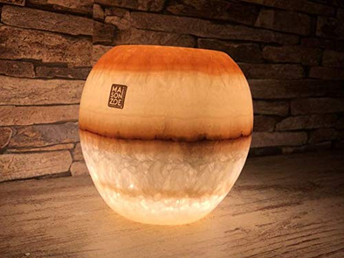Maison Zoe Alabastro - Lámpara de mesa con forma de bola pequeña perfecta para el salón, lámpara de noche tallada a mano para dormitorio, habitación infantil ~ 1,5 kilos