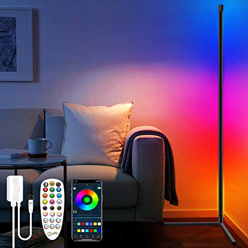 Martiount LED Lámpara de Pie RGB Regulable, Inteligente APP & Remoto Control,Lámpara de Suelo Luz Blanca y Color 20W con Función de Música, para Sala de Estar, Dormitorio, Oficina (4.92ft/59in)