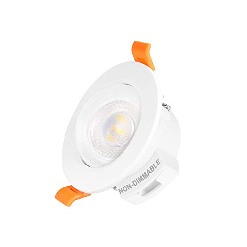 Mini Lampara Plafon Foco Downlight LED Empotrable de Techo Orientable 5W Luz Calida y Fria Ajustable Ángulo de Luz 38° No Regulable Agujero de Techo Diámetro 65-80MM Lot de 1 de Enuotek