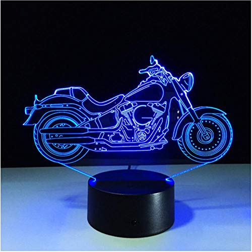 Motocicleta 3D LED Luz de noche Lámpara de mesa cambiable de color Placa de metacrilato luz nocturna para niños Lamparas