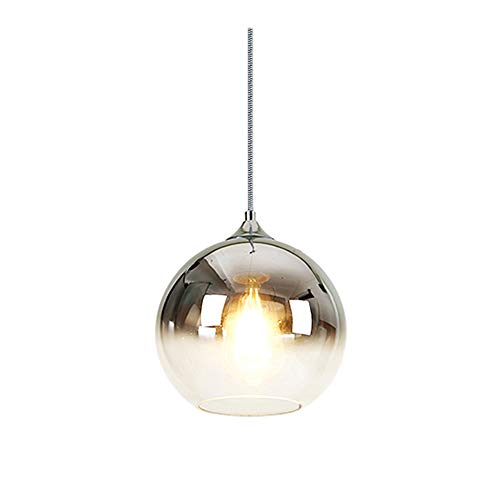 MZStech Lámpara colgante esférica de color degradado, lámpara de cristal moderna basada en bombillas E27 (Plata, 20CM)