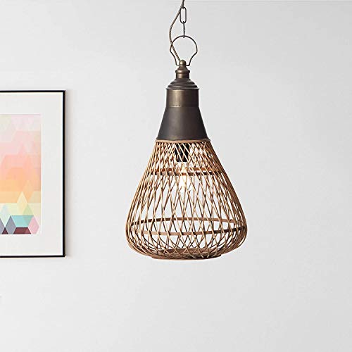 Nature - Lámpara de techo (1 bombilla E27, máx. 60 W, metal/ratán), color marrón claro Nature - Lámpara de techo (1 bombilla E27, máx. 60 W, metal/ratán), color marrón claro