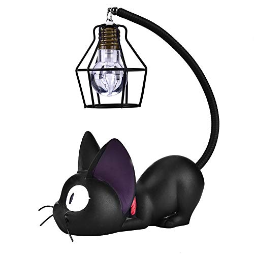Nikou Luz de la Noche del Gato - lámpara de Mesa Linda, Regalo de la decoración de la Tabla del Sitio de la lámpara del Arte de la Resina (Color : Black Eyes)