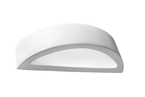 NOVEDAD! Aplique Blanco de sala de estar cerámico (puede ser pintado) - SOLLUX ATENA SL.0001 lámpara mural oval, estilo clásico, de luz única LED E-27 *** LÁMPARAS - Los precios más bajos en Amazon!