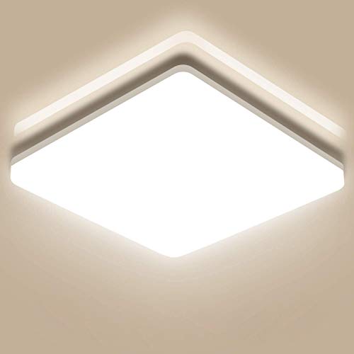 Oeegoo 24W Plafon LED de Techo Superficie, Impermeable IP44, 2400LM LED Luz de Techo para Baño Dormitorio Cocina Sala de estar Comedor Balcón Pasillo Salon Blanco Natural 4000K