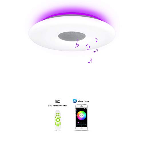OFFDARKS LED Lámpara de techo,compatible con Amzon Alexa+Google Assistantpara,sala de estar, dormitorio, sala de niños,altavoz Bluetooth,brillo ajustable,Luz de color,APP + Control remoto