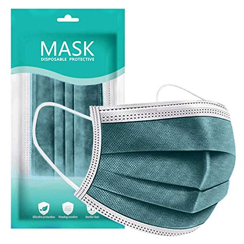 OMMR 10/50/100 Unidades De_???????????_Desechable con Estampado De Verde oscuro De Moda, 3 capas Las_Mascarillas_ para Adultos Son Adecuadas para Cenas Al Aire Libre (100pcs)