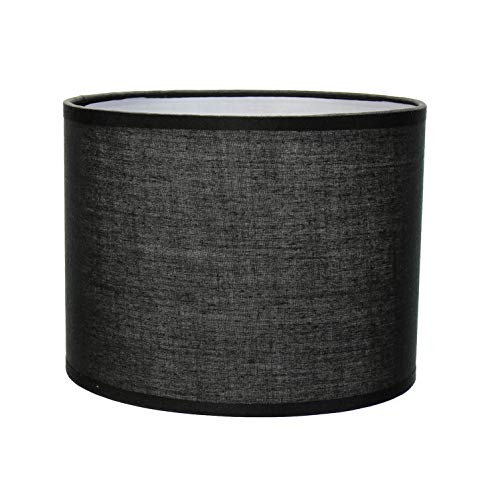 Pantalla de lámpara de tela negra para lámpara de mesa E14, diámetro de 17 cm, cilindro