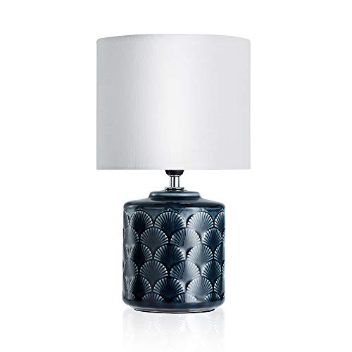 Pauleen 48021 sobremesa Glowing Midnight máx. 20W E14 Lámpara para mesita de Noche Azul y Blanco cerámica/Tela sin Bombilla