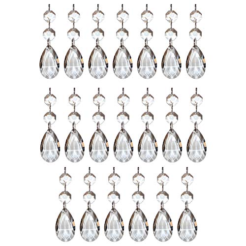 Perlas de vidrio (20 piezas) - 3.8 cm Prismas Araña de cristal Colgante de para lámpara de techo refracción, Boda Decoración del árbol, manualidades de bricolaje
