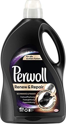 Perwoll Renew & Repair - Detergente líquido para ropa oscura (50 lavados), color negro y fibra