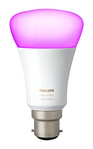 Philips Hue Bombilla LED B22, 10 W (potencia equivalente 60W), 220 V-240 V, Ángulo de haz -160° + - 20°, luz blanca y de color