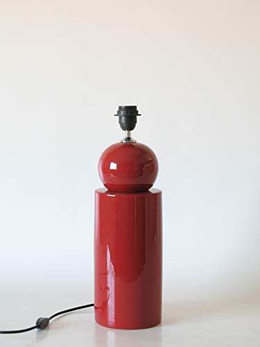 POLONIO Lámpara de Ceramica Sobremesa Grande de Salon Color Rojo de 38 cm E27, 60 W - Pie de Lámpara de Cerámica Rojo Granate