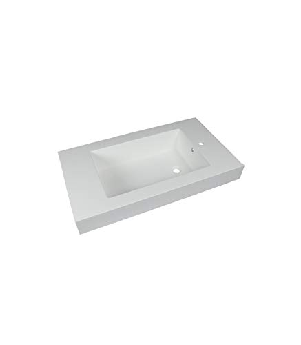 Porcelanosa - Lavabo Rectangular De Resina Blanco Acabado Brillo | Dimensiones : 101 x 56,5 x 21,5 cm | Derecha