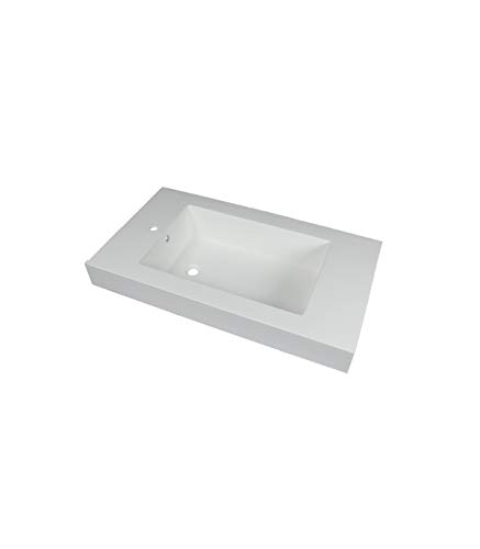 Porcelanosa - Lavabo Rectangular De Resina Blanco Acabado Brillo | Dimensiones : 101 x 56,5 x 21,5 cm | Izquierda