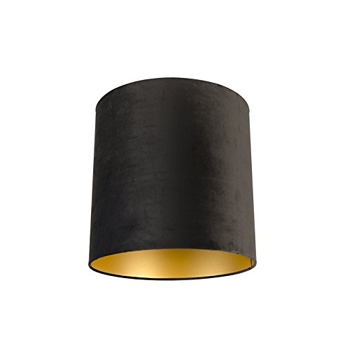 QAZQA Algodón Pantalla terciopelo negro 40/40/40 con interior dorado, Redonda/Cilíndrica Pantalla lámpara colgante,Pantalla lámpara de pie QAZQA Algodón Pantalla terciopelo negro 40/40/40 con interior dorado, Redonda/Cilíndrica Pantalla lámpara colgante,Pantalla lámpara de pie