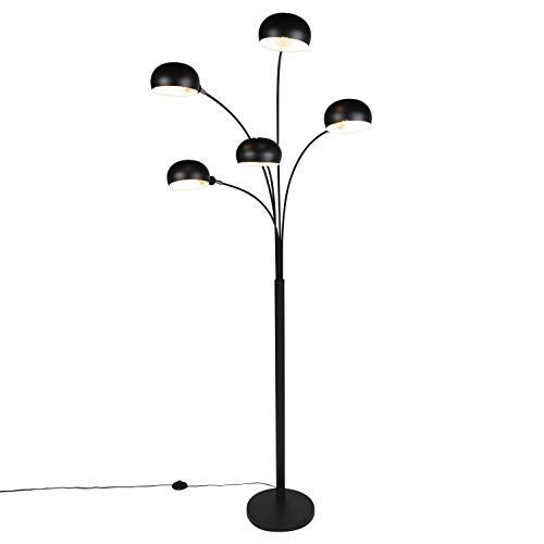 QAZQA Diseño Lámpara de pie diseño negro 5-luces - SIXTIES Acero Alargada Adecuado para LED Max. 5 x 25 Watt