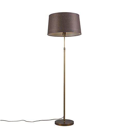 QAZQA Moderno Lámpara de pie bronce pantalla marrón ajustable 45cm - PARTE Plástico/Metálica Redonda/Alargada Adecuado para LED Max. 1 x 60 Watt