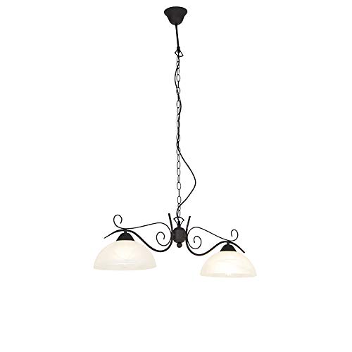 QAZQA rústico Lámpara colgante rústica vidrio marrón - DALLAS 2 /Metálica Redonda/Alargada Adecuado para LED Max. 2 x 120 Watt QAZQA rústico Lámpara colgante rústica vidrio marrón - DALLAS 2 /Metálica Redonda/Alargada Adecuado para LED Max. 2 x 120 Watt