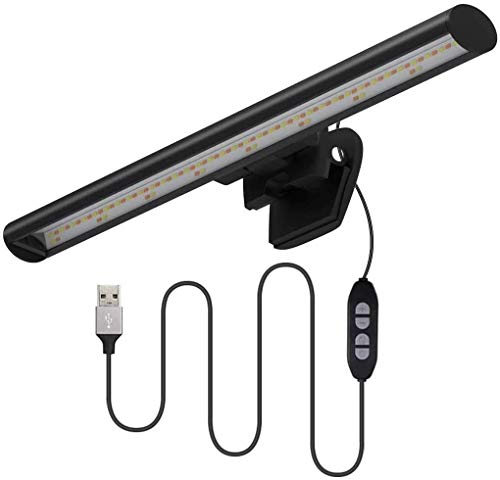 Quntis Lámpara de Monitor para Ordenador portátil Brillos en la Pantalla Luz LED para Leer y cuidar Tus Ojos Alimentación USB Ahorra Espacio con Esta lámpara de Escritorio para tu Oficina en casa