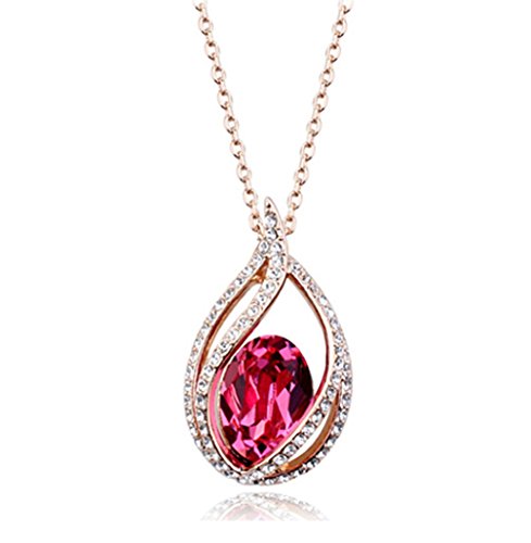 Regalo para mujer rosa con cristales de Swarovski en forma de lágrima de cristal de Eternal Love lámpara de techo Collar y pulsera joyas Fashion