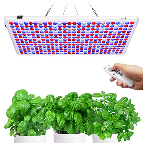 Relassy Lampara de Cultivo Regulable, 300W LED Grow Light con temporizador, Control remoto Lámpara de Crecimiento, Lámpara de Plantas Veg/Bloom Grow Lámpara para crecimiento de flores de plantas