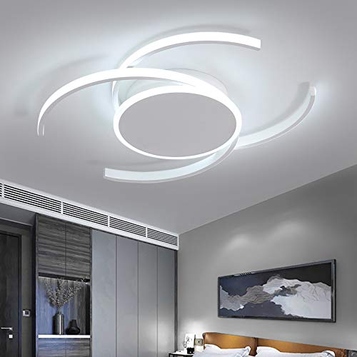 RUNNUP LED lámpara de techo moderno semicírculo acrílico blanco semi empotrado lámpara de araña luces de techo para sala de estar dormitorio habitación de niños [color de luz blanca] -16 inch