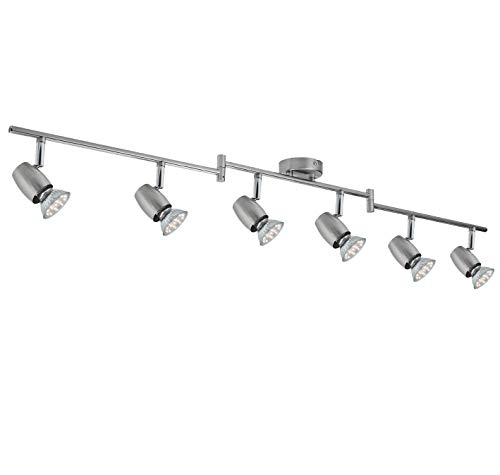 SEESEER - Lámpara de techo LED giratoria, 6 focos, incluye 6 bombillas LED GU10 de 3 W, 280 lm, color blanco cálido, barra de foco, lámpara de techo