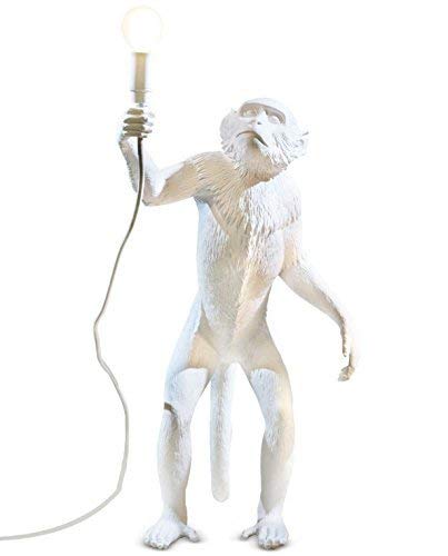 'SELETTI 14880 Monkey Lamp pie Mono 46 x 27,5 cm altura 54 cm, resina, color blanco, 57,8 x 51,2 x 30 cm