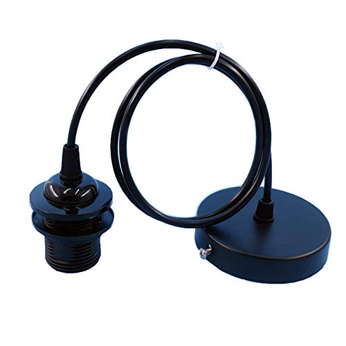 Soporte de Techo Lámpara E27, Soporte de Lámpara de Techo, Colgante Vintage Retro Lámparas Soporte, con Cable Ajustable 1m, para Bar, Cafetería, Tienda de Ropa, Hogar, Hotel(Negro) Soporte de Techo Lámpara E27, Soporte de Lámpara de Techo, Colgante Vintage Retro Lámparas Soporte, con Cable Ajustable 1m, para Bar, Cafetería, Tienda de Ropa, Hogar, Hotel(Negro)