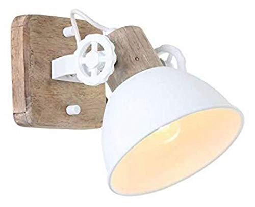 Steinhauer 7969W Lámpara de techo de pared vintage E27 rústica de madera y metal, color marrón y blanco, retro industrial, diseño adecuado para bombillas LED