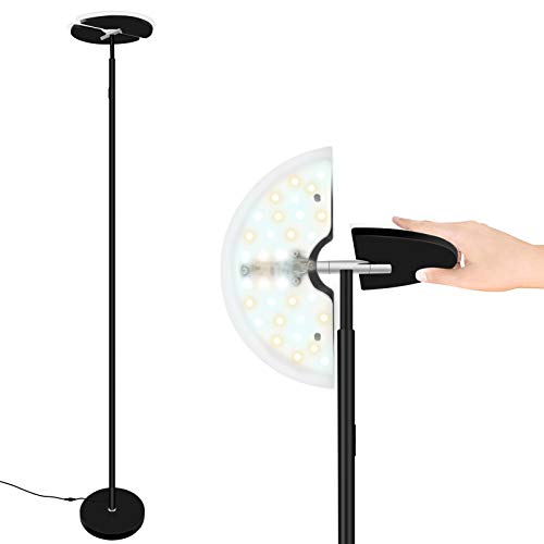 Svater LED lampara de pie, Lámpara Táctil de Hierro 30W con Control Remoto, Regulable sin Escalonamientos, Lámpara Moderna para Salón, Dormitorio y Oficina