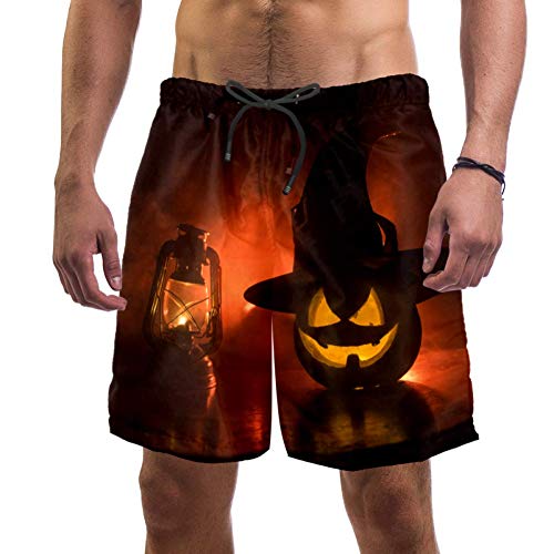 TIZORAX Calabaza y aceite lámpara de natación pantalones cortos para hombres trajes de baño de hombre con forro de malla