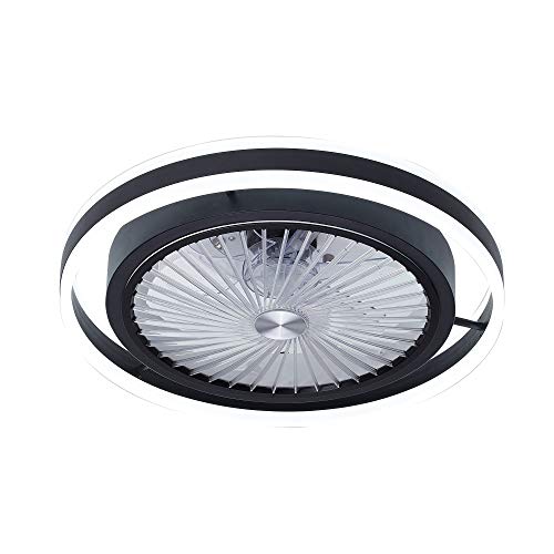 TODOLAMPARA-Lámpara ventilador de techo con luz led 56W Pampero Negro con mando a distancia,regulable en intensidad,3 tonalidades,memoria,silencioso,7 aspas protegidas,3 velocidades,50cm de diámetro