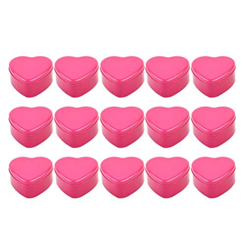 Tomaibaby 15 Unidades de Latas de Metal Vacías en Forma de Corazón Cajas de Dulces Y Chocolate Cajas con Tapa Latas de Cosméticos Fiestas Favores Envases Velas Hacer Latas