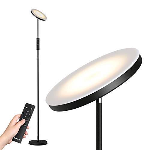 Tomons Lámpara de Pie, Lámpara de Pavimento Sky LED con Intensidad continua y Ajuste de Temperatura/color con Control Remoto, para Sala de Estar, Dormitorio, Oficina, Estudio Tomons Lámpara de Pie, Lámpara de Pavimento Sky LED con Intensidad continua y Ajuste de Temperatura/color con Control Remoto, para Sala de Estar, Dormitorio, Oficina, Estudio