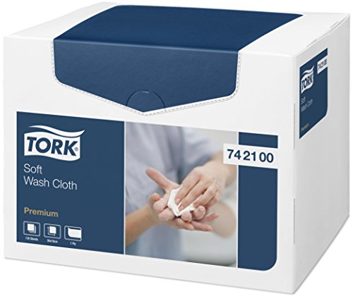 Tork 742100 Paños para lavado, franelas extra suaves Premium de 1 capa, blanco, 1 x 135 paños (19.2x30cm)