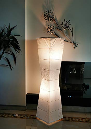 Trango lámpara de piso de diseño moderno"LADY Lámpara de papel de arroz en cuadrado blanco con forma curva TG1209 lámpara de piso de 125 cm de altura, lámpara de decoración de la sala de estar