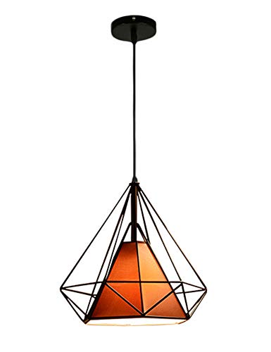 Vecys Lámpara Colgante Industrial Vintage E27 Araña de Restaurante Nórdico Loft Light Simple y Creativo Arte Moderno Araña de Diamantes(Marrón,25CM)