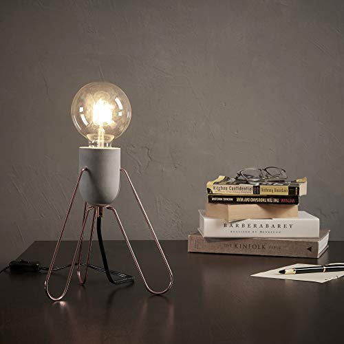 Versanora Lámpara de mesa LED, elegante y moderna VN-L00022-EU, Hormigón/Oro Rosa, 8.7 x 7.5 x 8.7