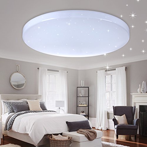 Vgo® Led techo redonda techo lámpara Starlight efecto Beau salón lámpara [clase energética A + +] (16W Blanco Frío)