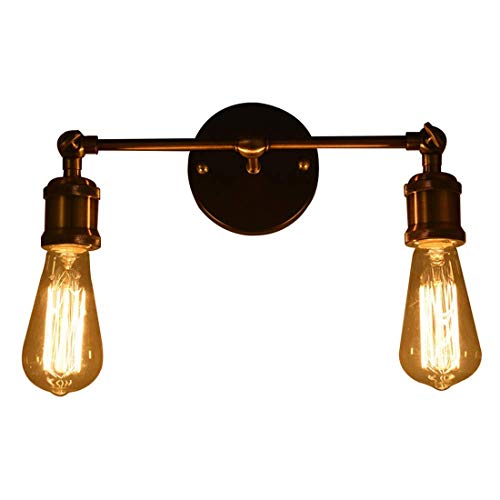 Vintage Industrial luz antigua pared lámpara cabeza cobre montaje accesorios pared Retro lámpara de pared con la lámpara de Edison E27 Socket (Double light)