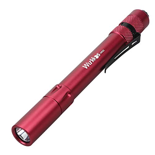 Wurkkkos WK02 - Mini linterna LED (5 mm, 300 lúmenes, ideal para uso en hospitales, personas mayores, consultas médicas), 6000 K, color rojo