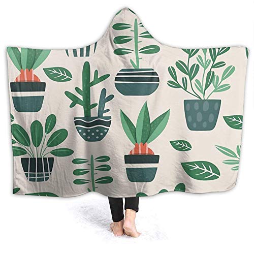 XCNGG Manta con Capucha Hooded Blanket Throw Potted Plants Super Soft Sherpa Fleece Blanket Hood Poncho Cloak Cape