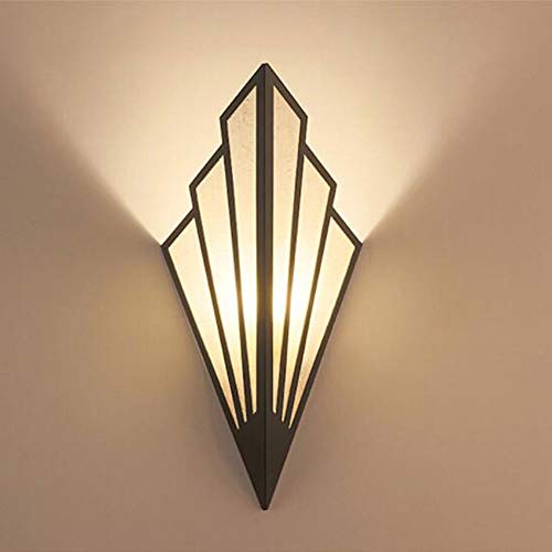 YINGYING Lámpara de Pared LED de Lino en Forma de Ventilador De Estilo Europeo, Lámpara de Pared de Pantalla de Hierro Forjado Antiguo Accesorio Art Deco G9 Aplique de Pared Art Deco For Sala de Estar