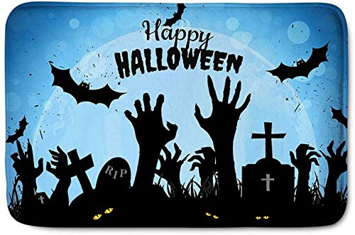 Alfombra de Franela Decoración de Cementerio Alfombras de Puerta Moderno Felpudo de Halloween-Halloween 10